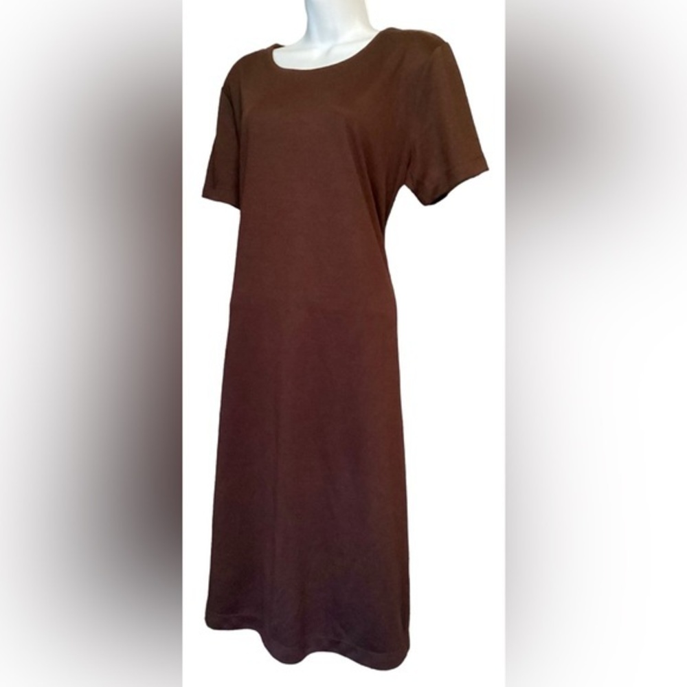 New! Chocolate Brown Long Scoop Neck Dress